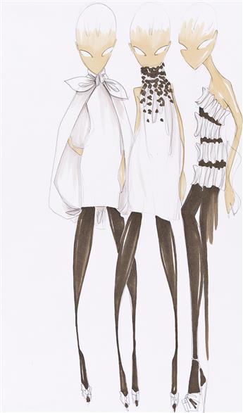 GIAMBATTISTA VALLI (1966 - ) 2 sketches for Autumn-Winter 2007-2008 ready-to-wear line.